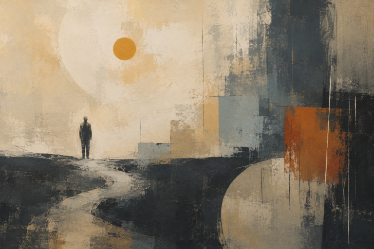 Abstract illustration representing the emotional transition into retirement and uncertainty about what comes next.
